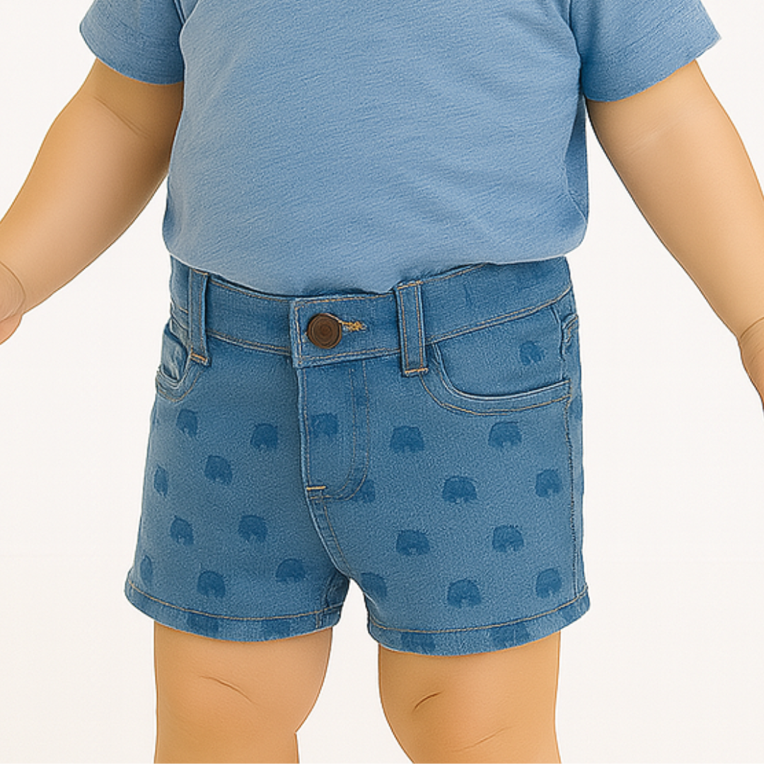 Boys car denim shorts