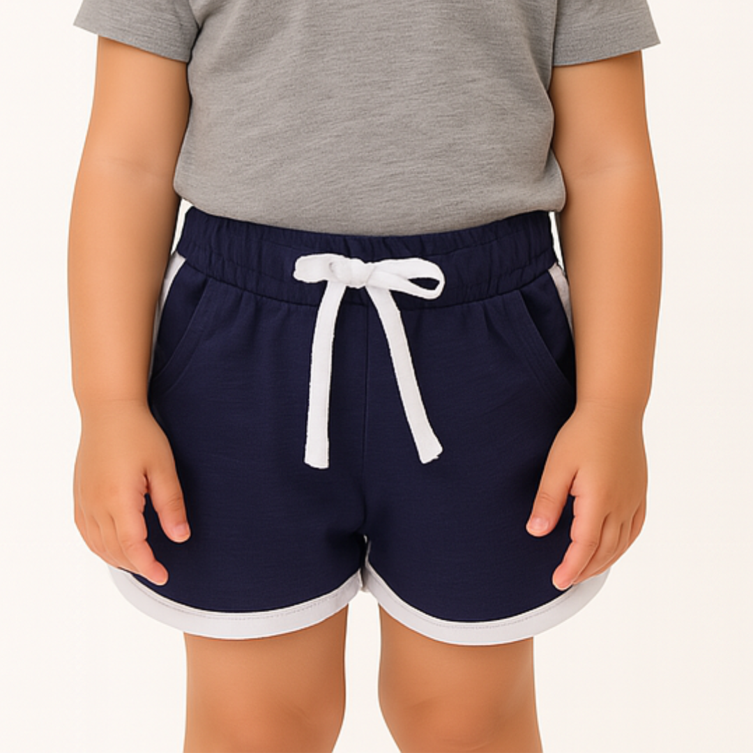 Girls blue shorts with white side stripe