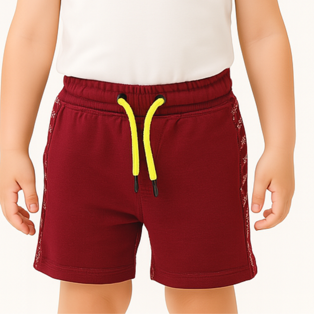 Boys maroon neon stripe short