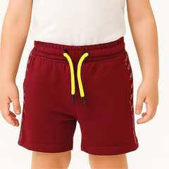 Boys maroon neon stripe short