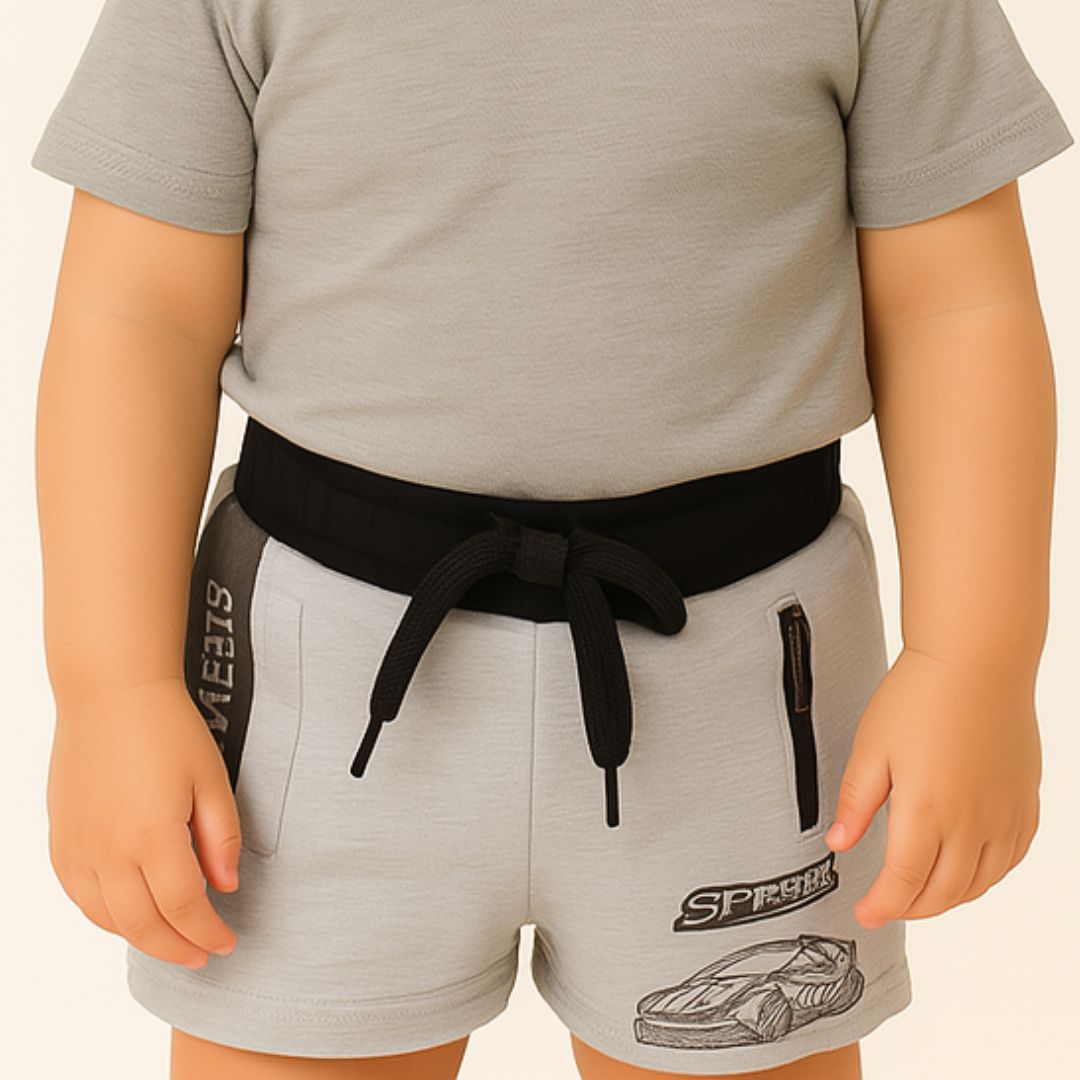 Boys gray and black short