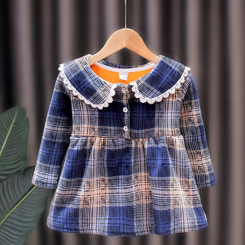 Girls wool check frock