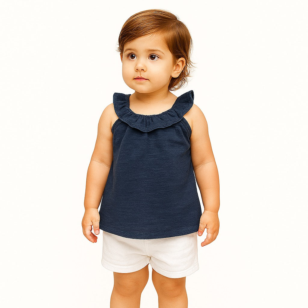 Girls blue neck style shirt