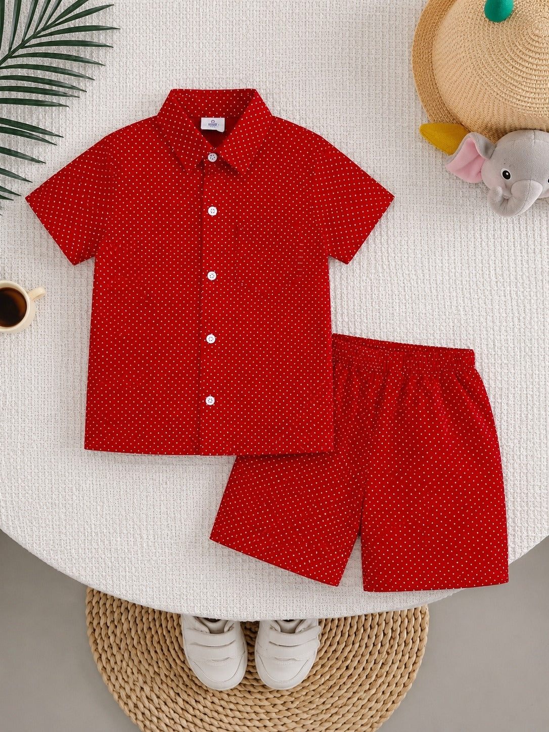 Boys Red Polka Dot Tracksuit (Summer)