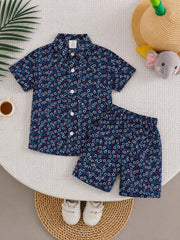 Boys Navy Blue Star Print Tracksuit (Summer)
