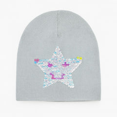 Girls gray sequin star cap