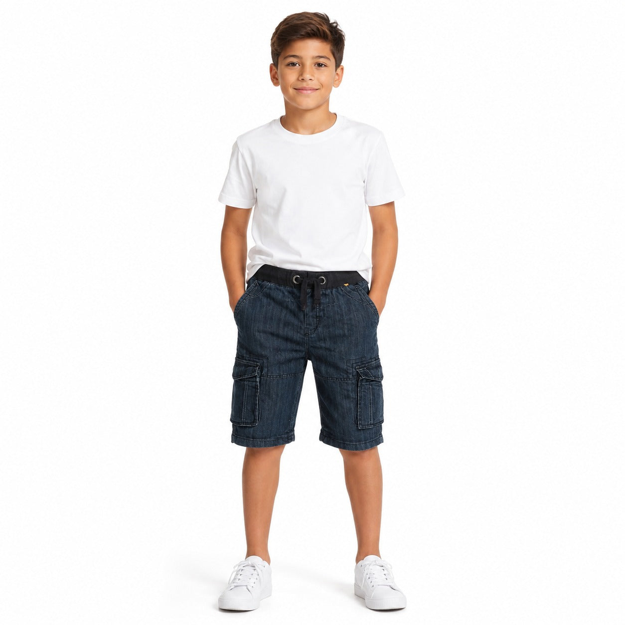 Boys gray 6 pocket denim short