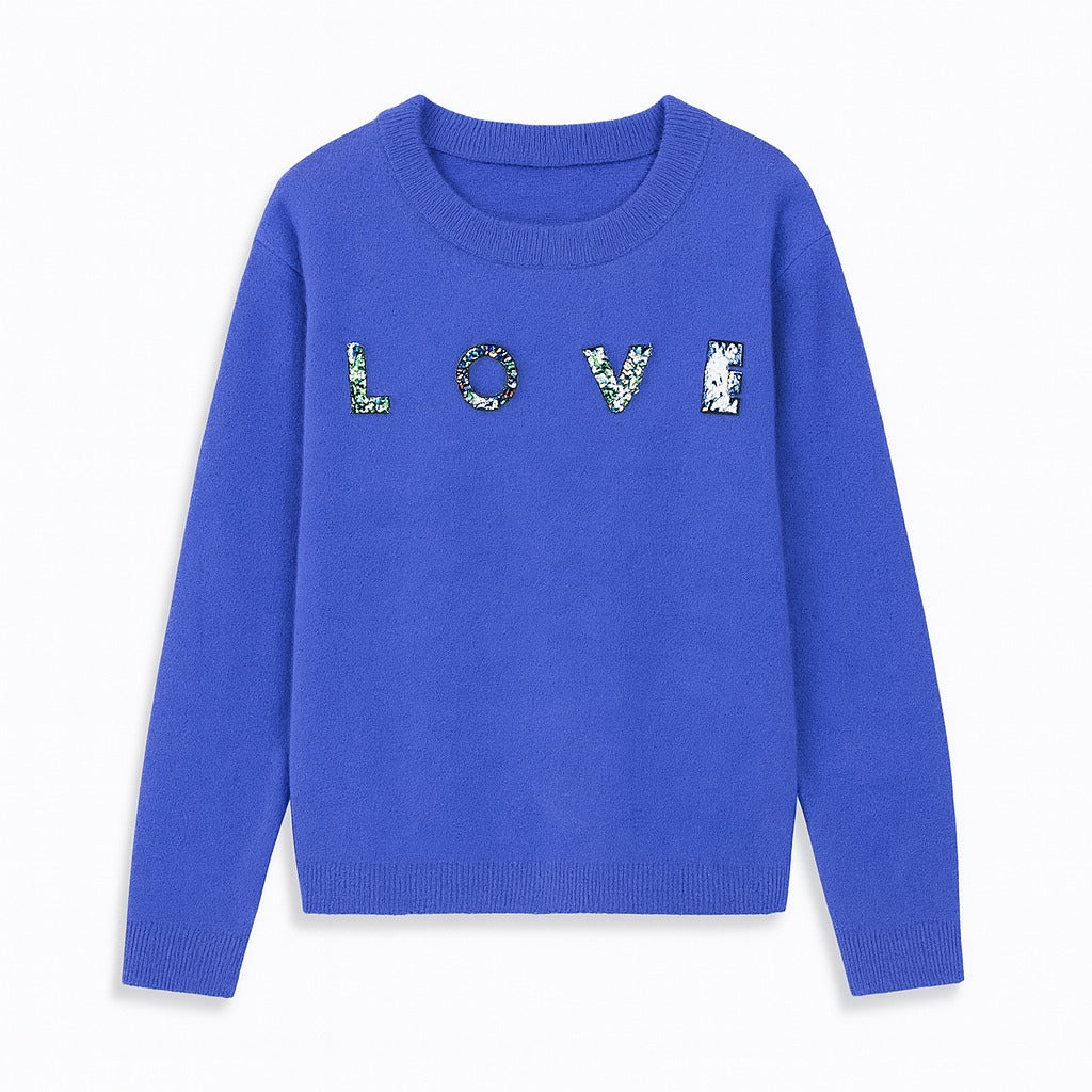 Blue love sequence  sweater