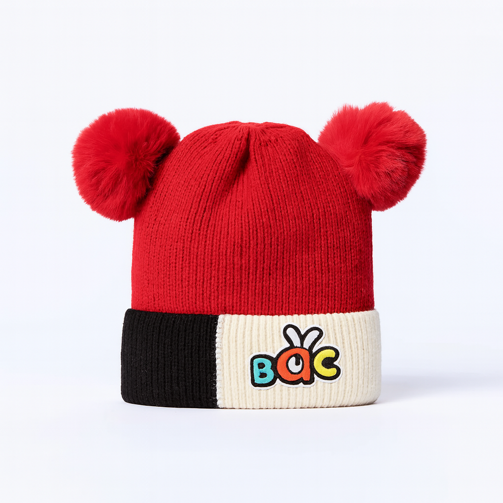 Red ABC pompom cap (Last Chance)