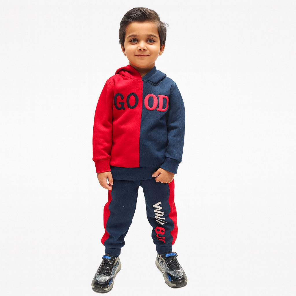 Boys red good hood tracksuit