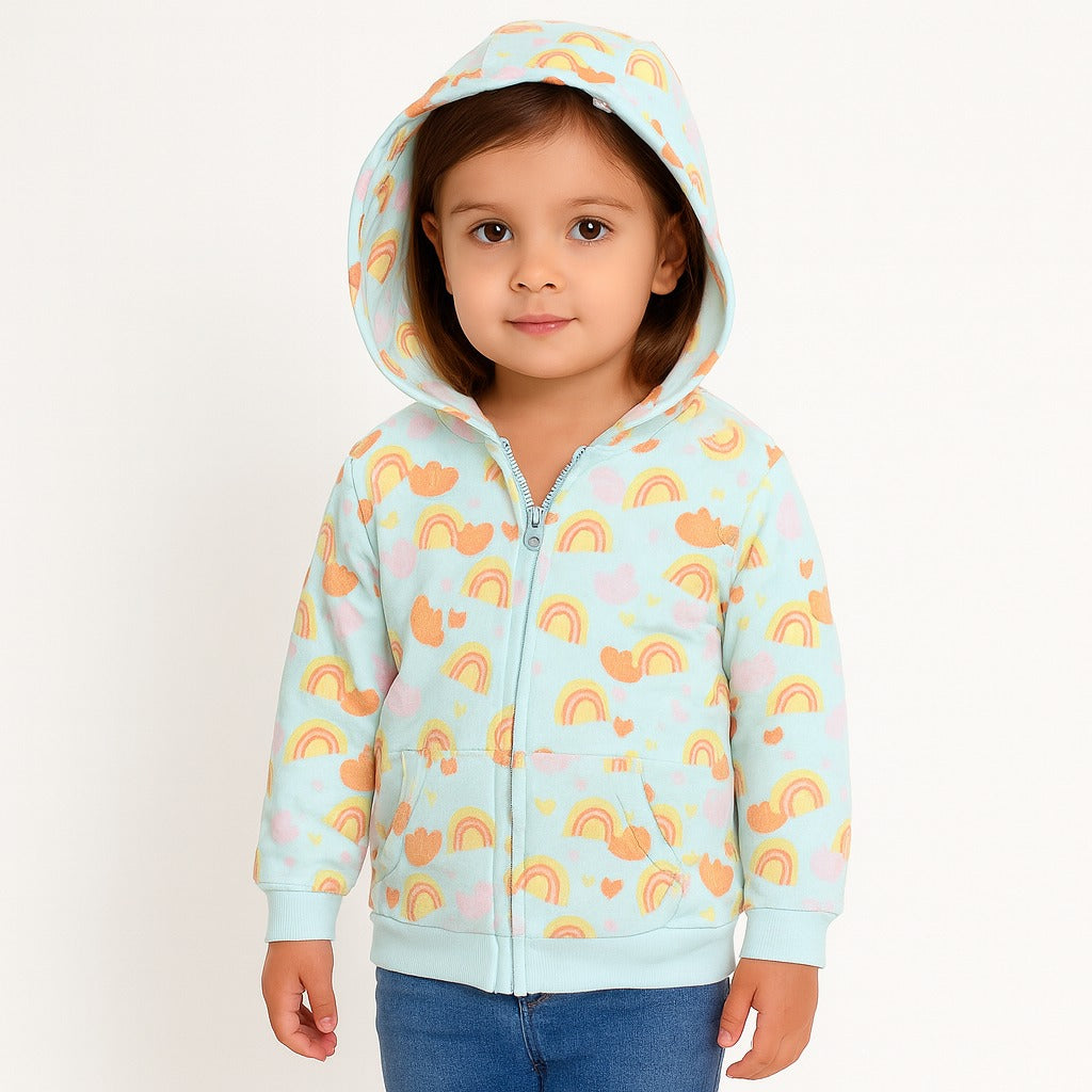 Girls blue rainbow hoodie