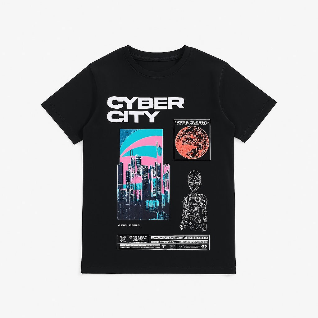 Boys black cyber city T-Shirt