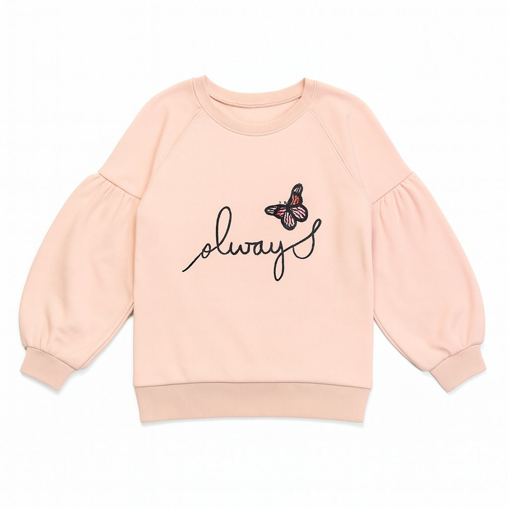 GIRLS LIGHT PINK ALWAYS PRINTED SWEET SHIRT