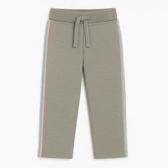 Girls gray wool side stripe trouser