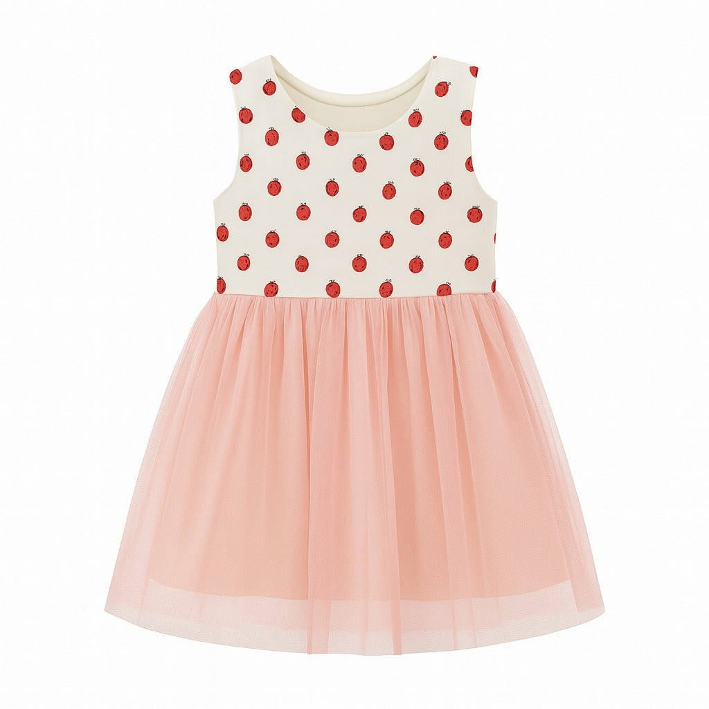 Girls pink strawberry frock