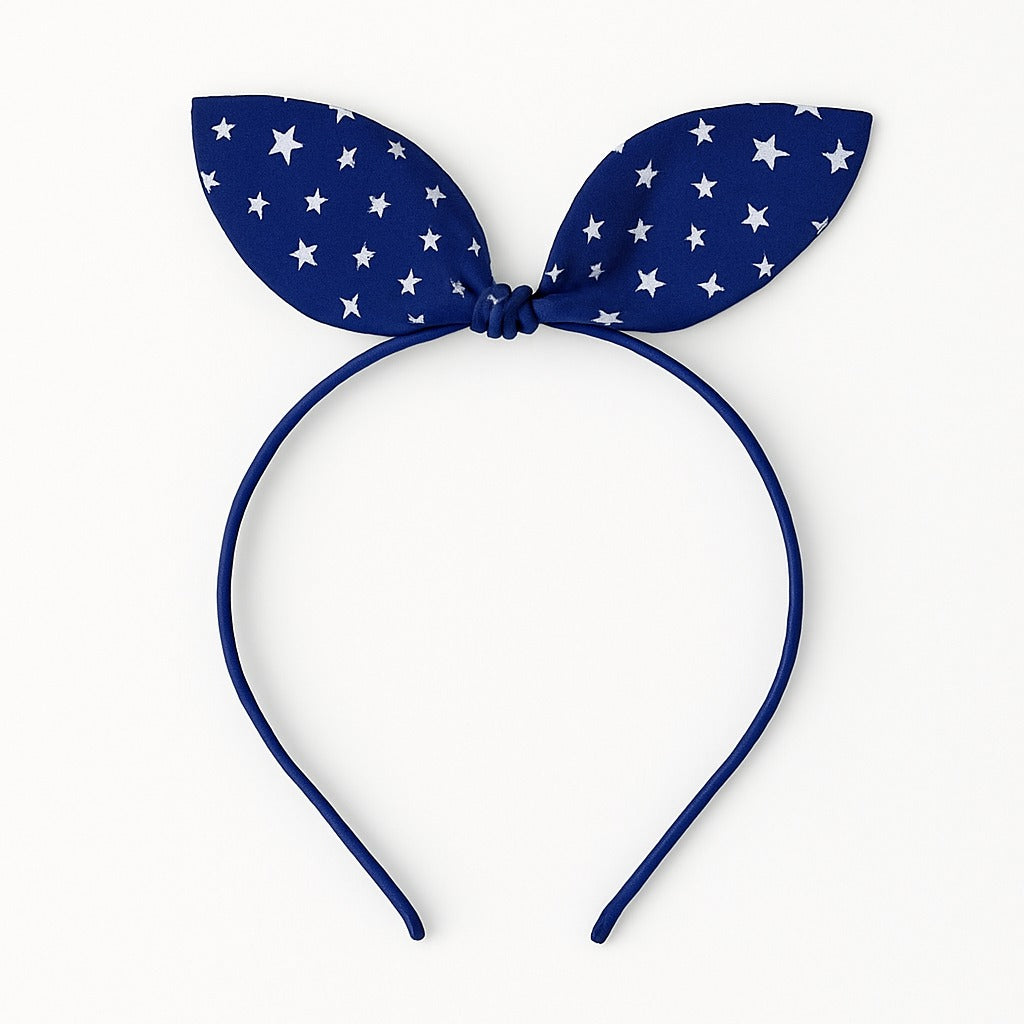 Girls blue star bow hair band
