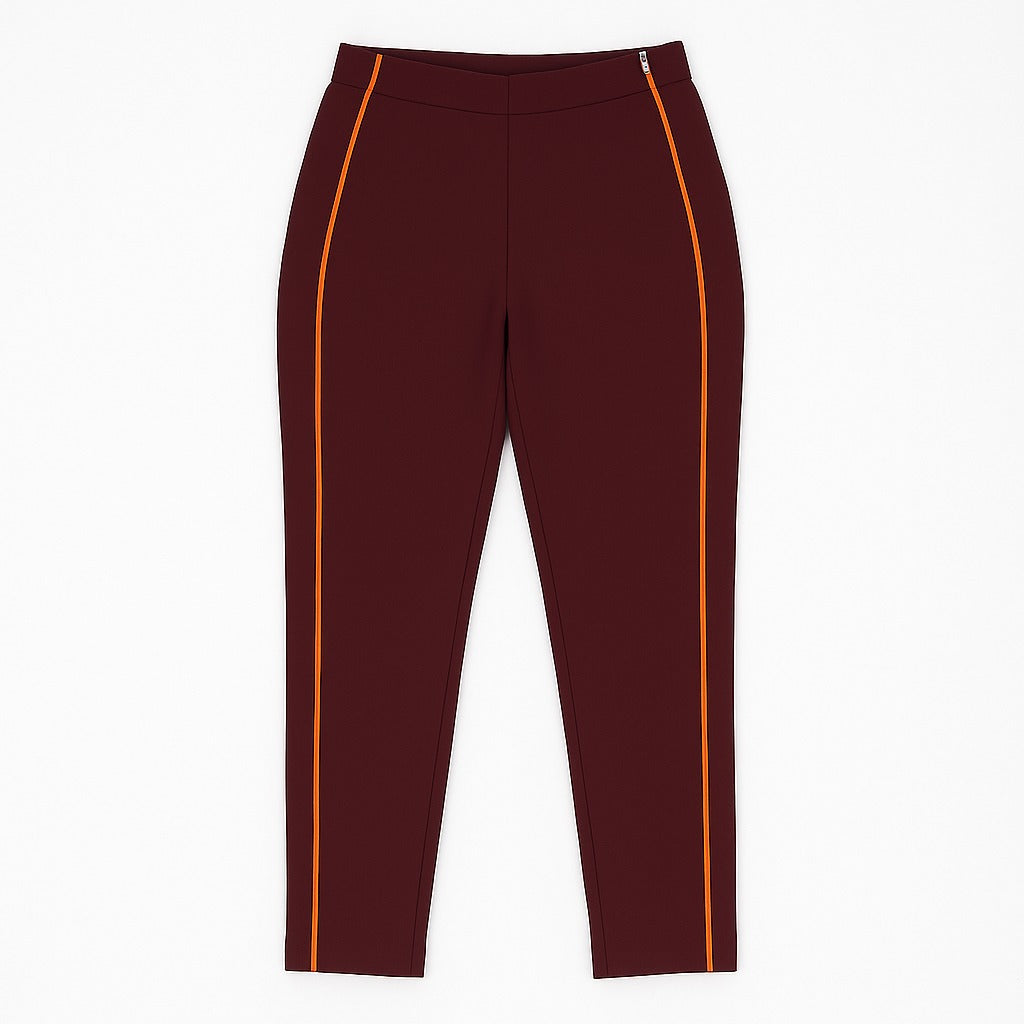 Ladies maroon side stripe