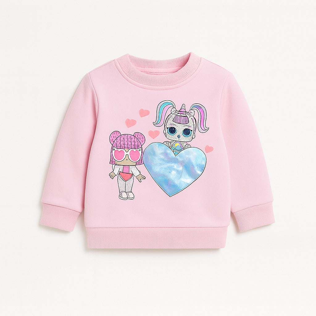 Girls pink lol heart bag sweatshirt (Last Chance)