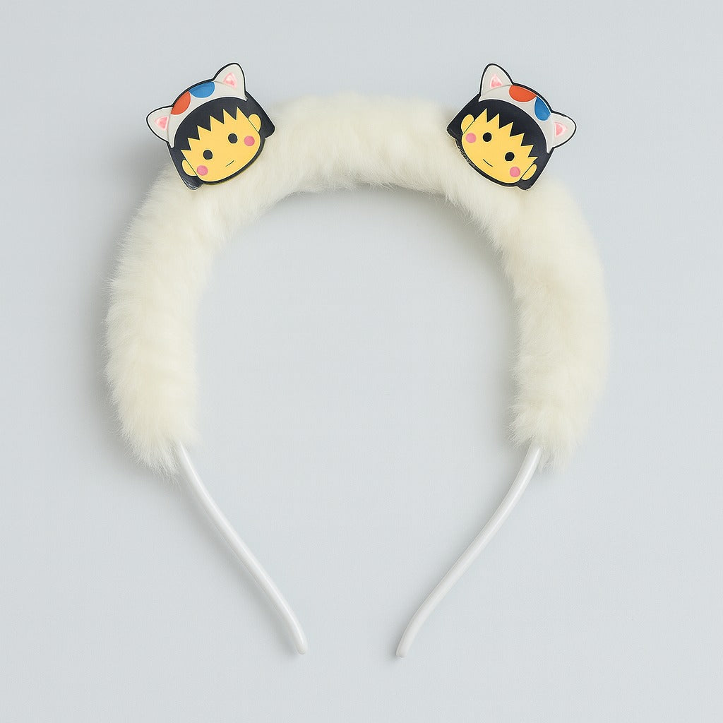 Girls white fur character hair band