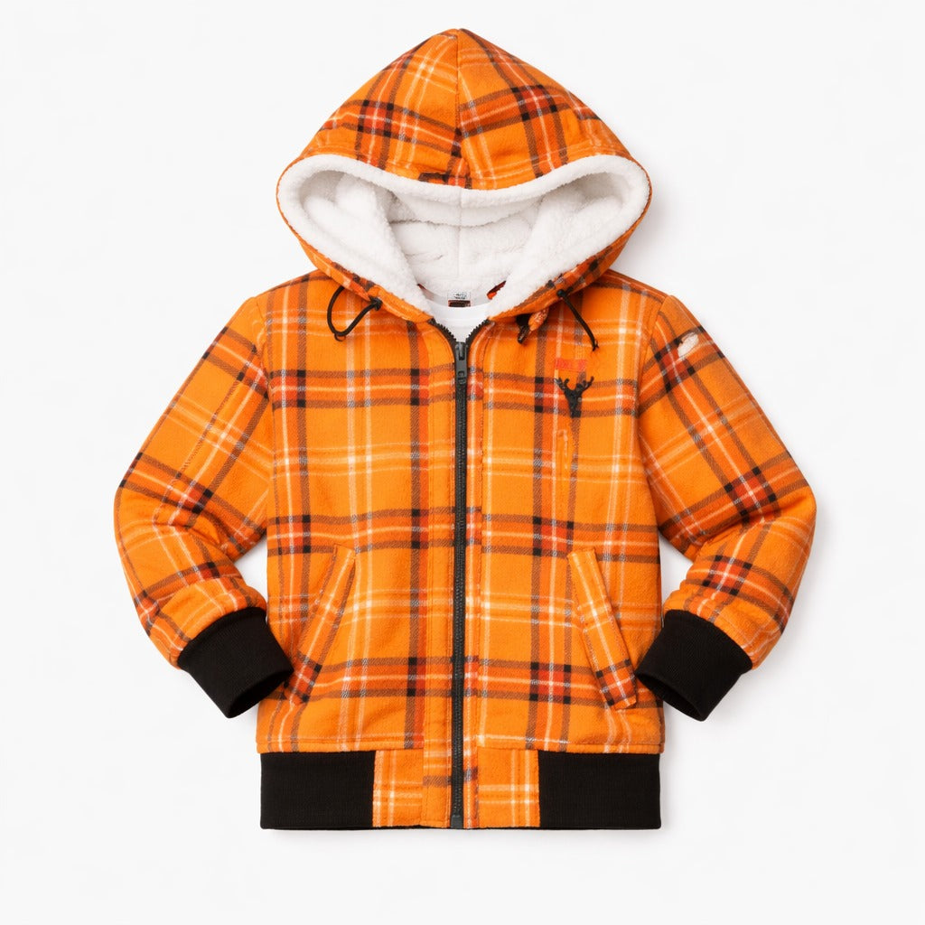 Boys Orange Check Hood