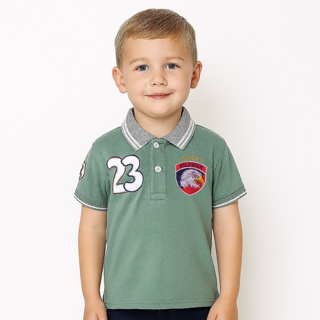 Boys green eagle polo shirt