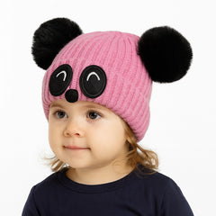 Pink panda pompon cap