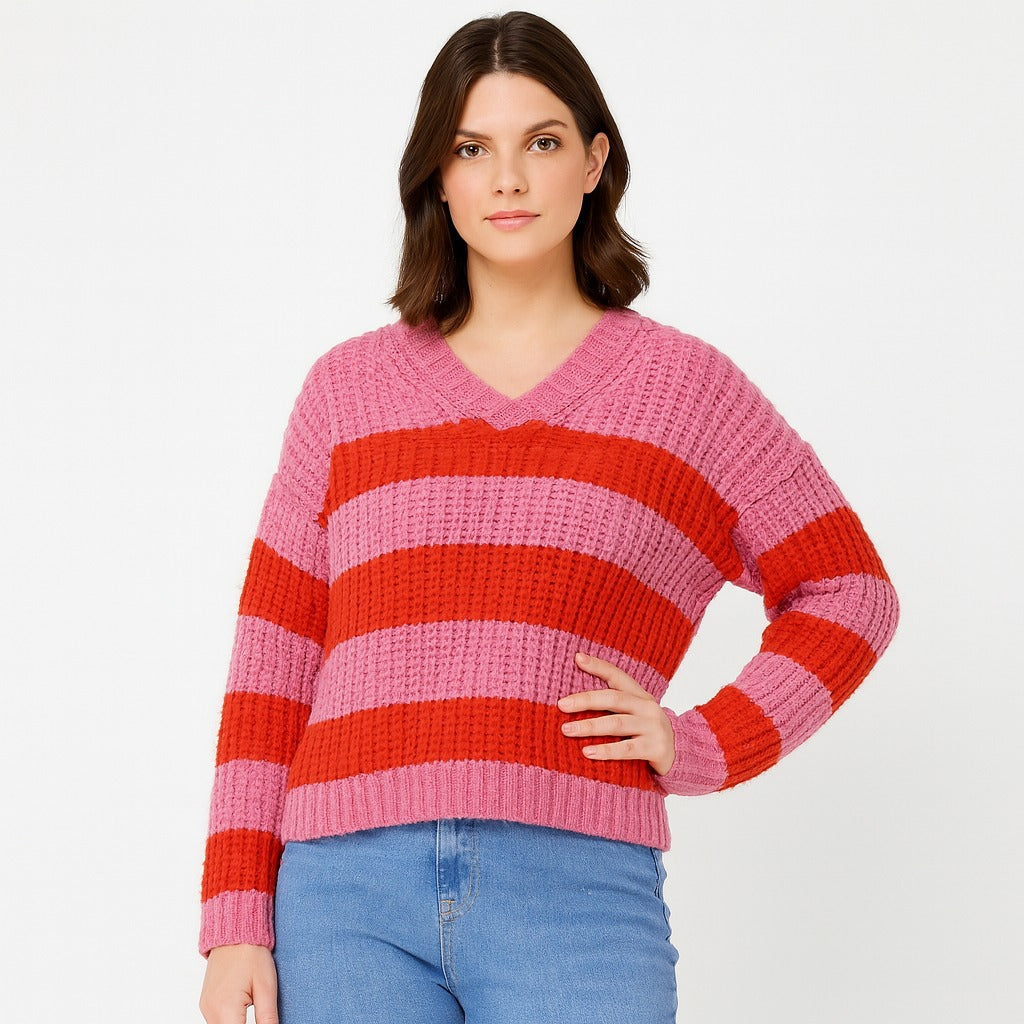 Ladies color pop sweater.