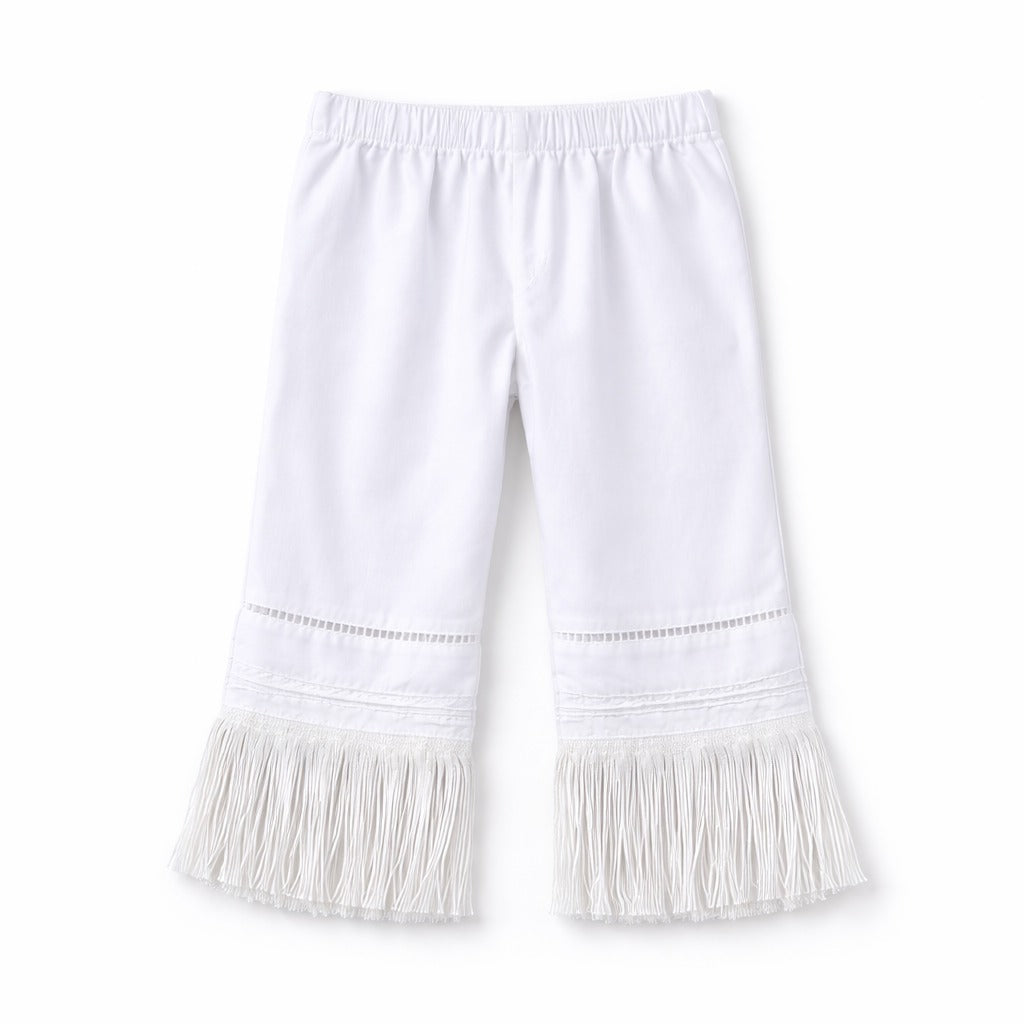 Girls white cotton capri