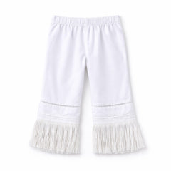 Girls white cotton capri