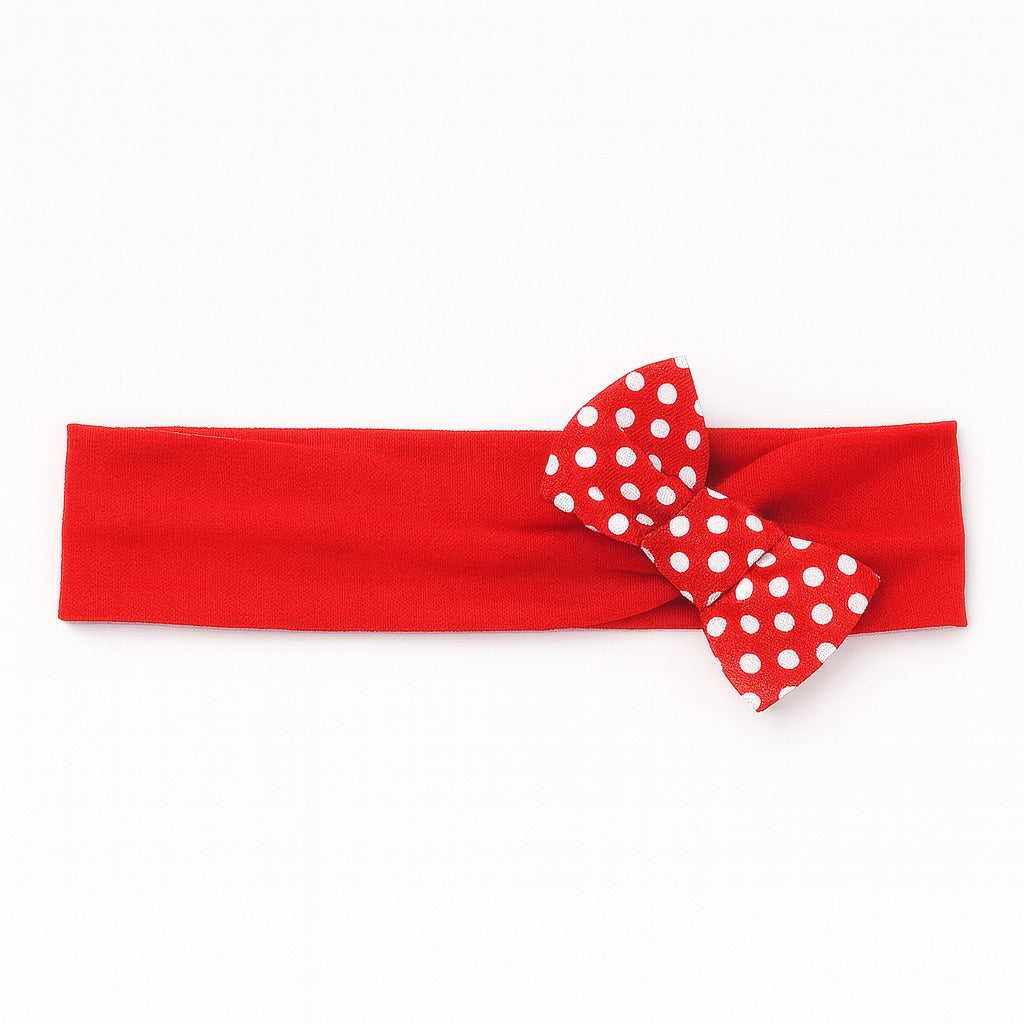 Red Polka dots bow band (Last Chance)