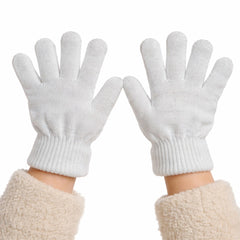 Girls white glitter gloves