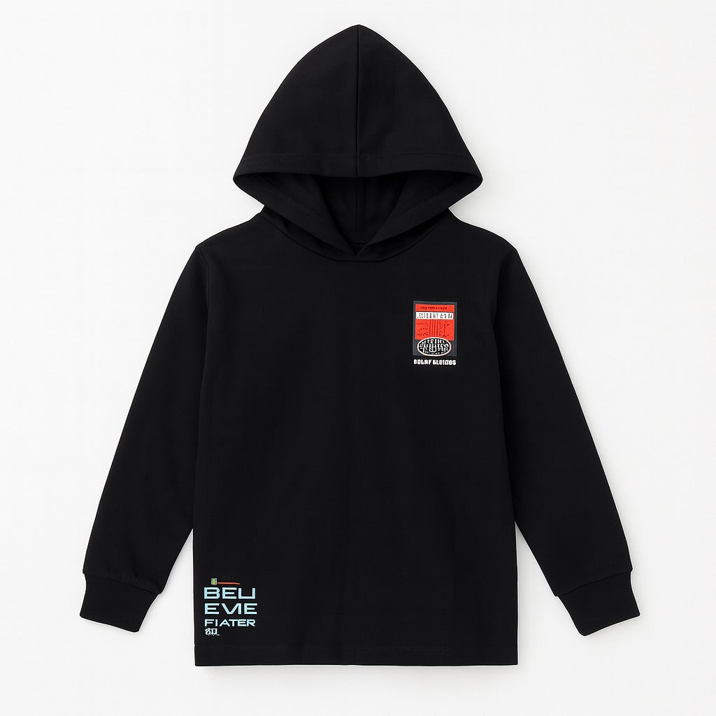 Boys black printed hoody