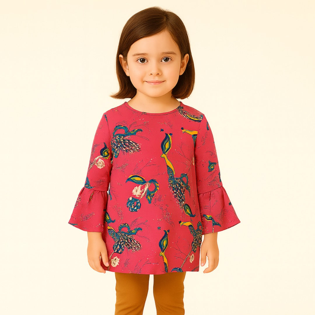 Girls pink printed cotton top