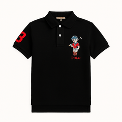 Boys black bear polo shirt