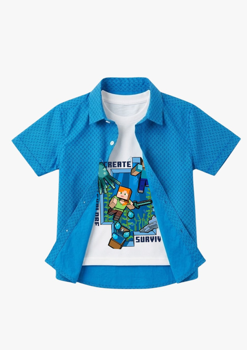 Boys Minecraft Hero Double Casual Shirt