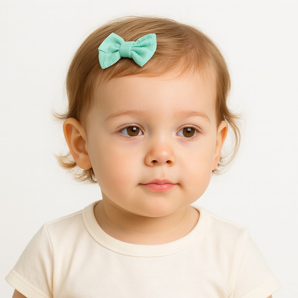 Girl baby blue ribbon bow