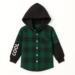 Boy green check hoodie