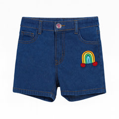 Girls rainbow embroidered denim short (Last Chance)