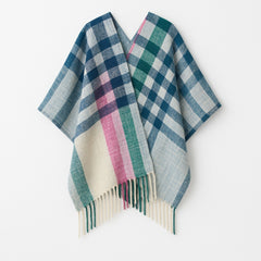 Ladies pink green check poncho