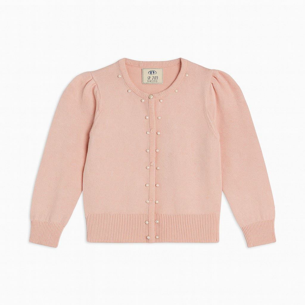 Girls baby pink pearls cardigan