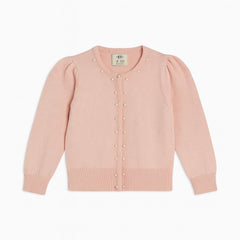 Girls baby pink pearls cardigan