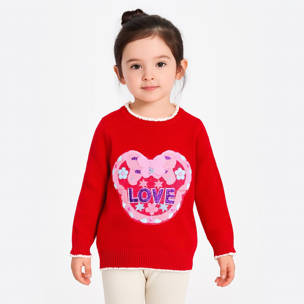 Girls red love sweater