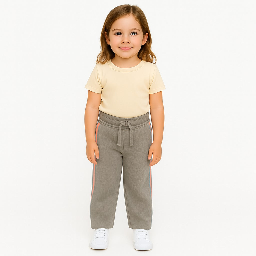 Girls gray wool side stripe trouser