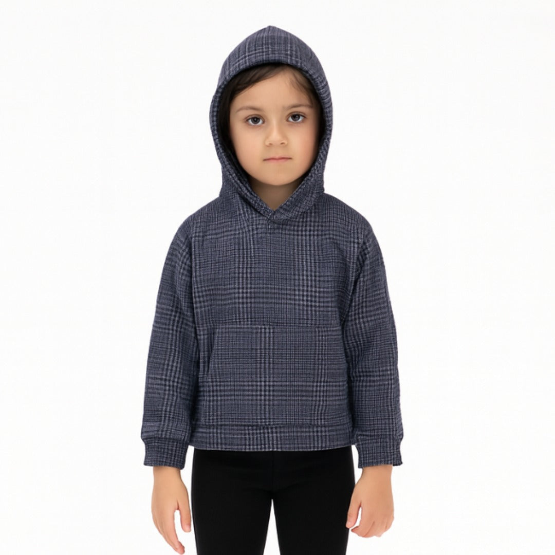 Girls gray check hood