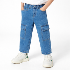 Boys blue cargo denim pant