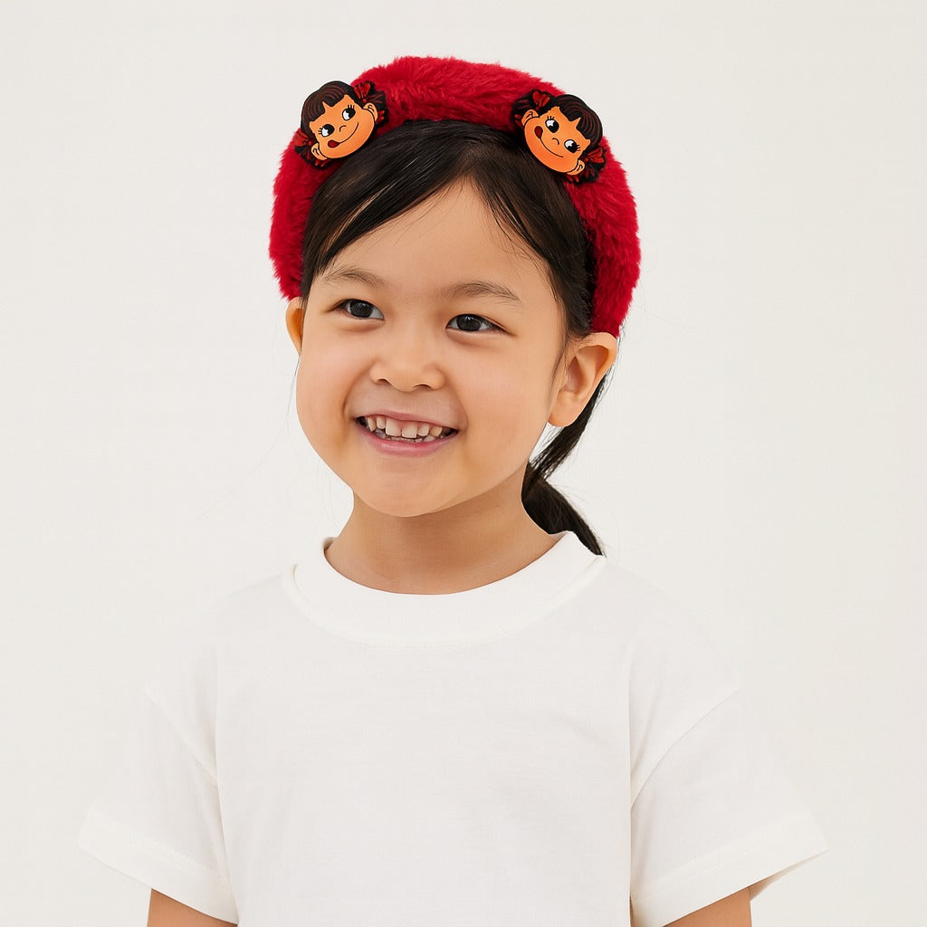 Girls red fur character hair band