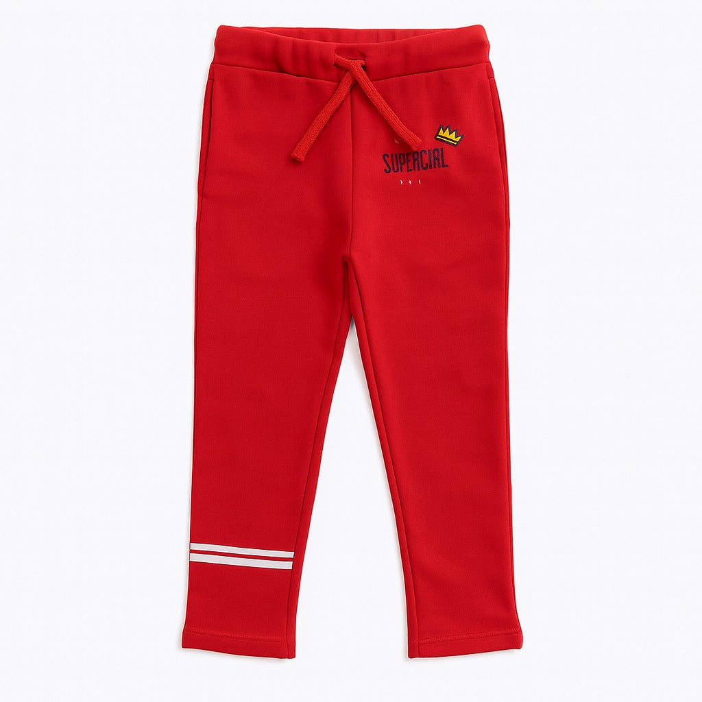 Girls red supergirl trouser