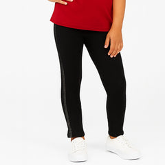 Girls side glitter stripe black trouser (Last Chance)