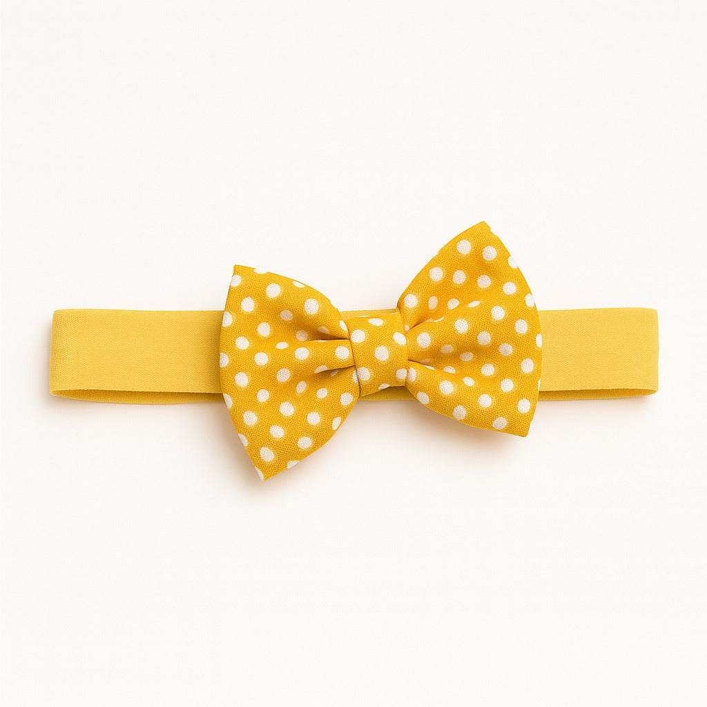 Yellow Polka dots bow band