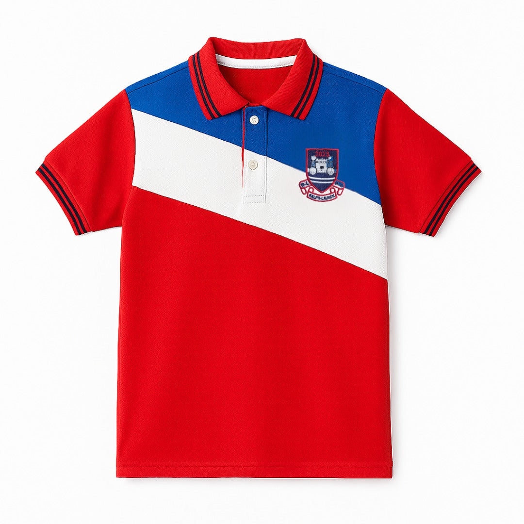 Boys red,blue and white polo shirt
